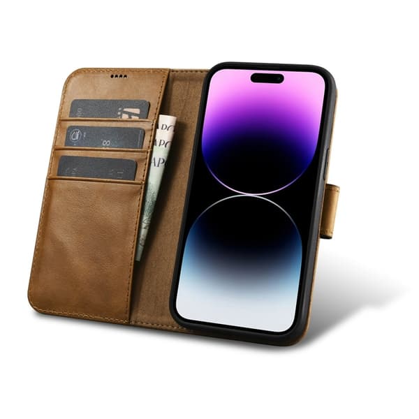 iCarer iPhone 14 Plus Plånboksfodral 2in1 Anti-RFID - Brun
