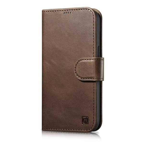 iCarer iPhone 14 Pro Max Plånboksfodral Äkta Läder 2in1 Anti-RFID - Brun