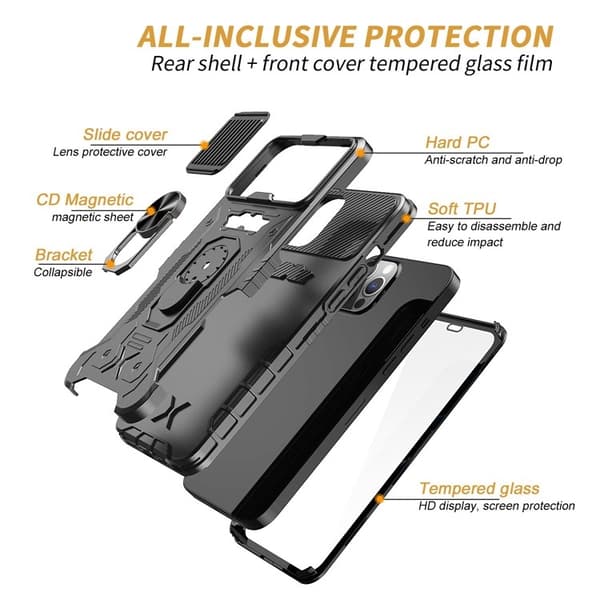 iPhone 14 Pro Max Skal Ringhållare Kickstand - Svart