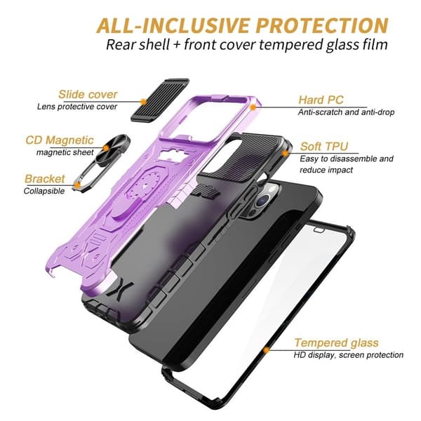 iPhone 14 Pro Max Skal Ringhållare Kickstand - Lila