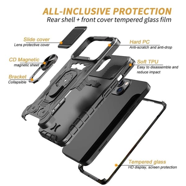 iPhone 14 Plus Skal Ringhållare Kickstand - Svart