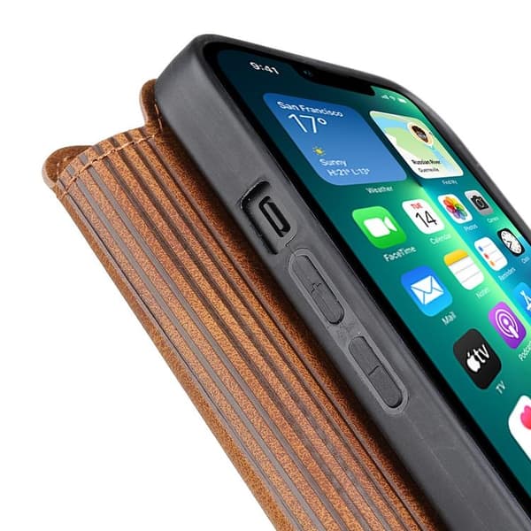 BOOM iPhone 14 Pro Max Plånboksfodral Calfskin - Brun
