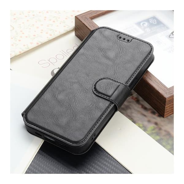BOOM iPhone 14 Plus Plånboksfodral Calfskin - Svart