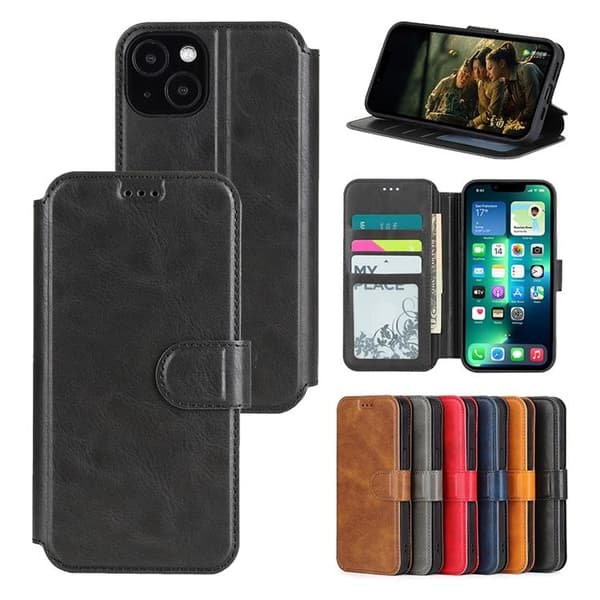BOOM iPhone 14 Plus Plånboksfodral Calfskin - Svart