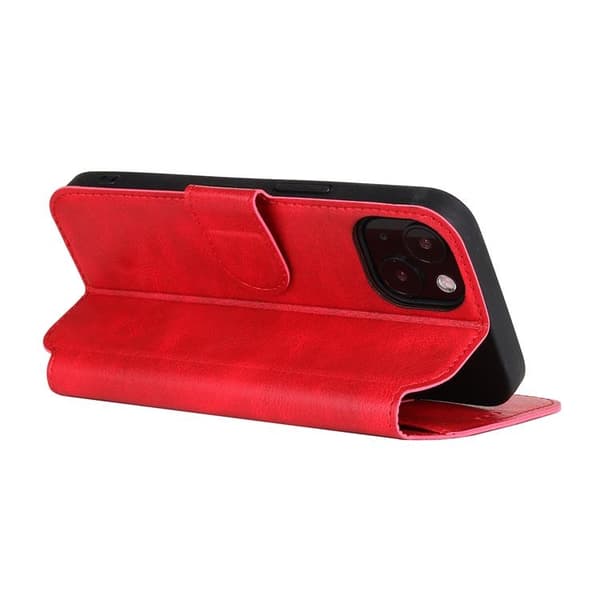BOOM iPhone 14 Plus Plånboksfodral Calfskin - Röd