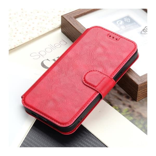 BOOM iPhone 14 Plus Plånboksfodral Calfskin - Röd