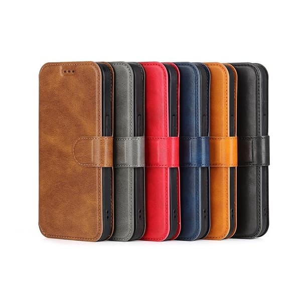 BOOM iPhone 14 Plus Plånboksfodral Calfskin - Röd