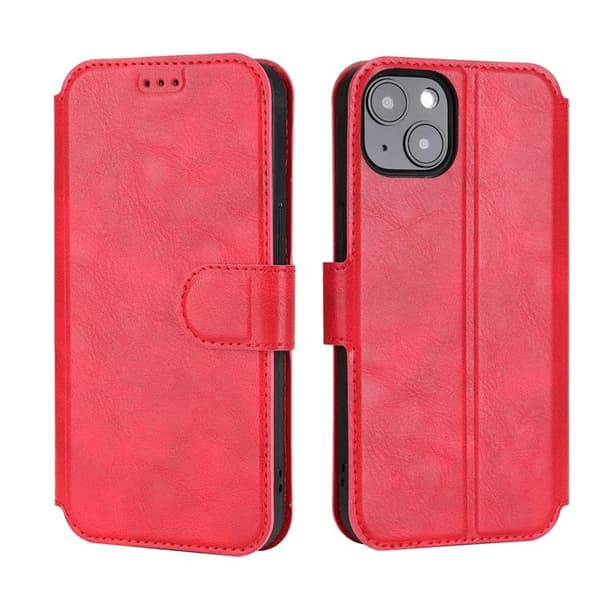 BOOM iPhone 14 Plus Plånboksfodral Calfskin - Röd