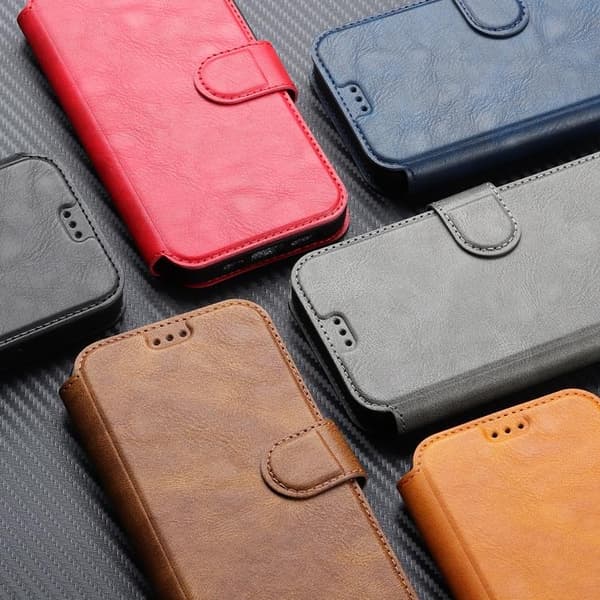 BOOM iPhone 14 Plus Plånboksfodral Calfskin - Blå
