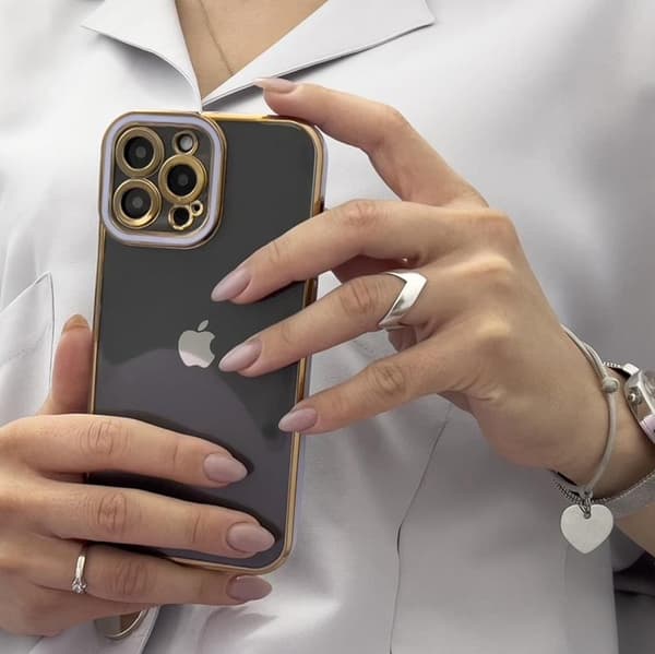 iPhone 12 Pro Skal Gold Frame - Röd