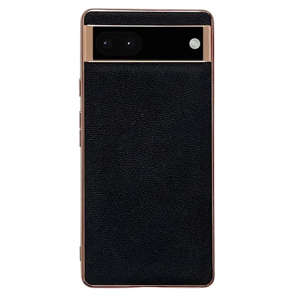 Google Pixel 7 Skal Äkta Läder Electroplating - Svart