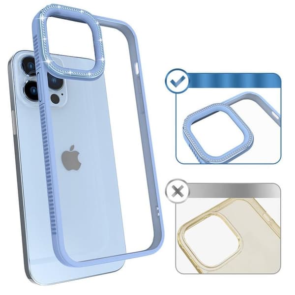 Kingxbar iPhone 13 Pro Skal Sparkles med Crystals - Blå