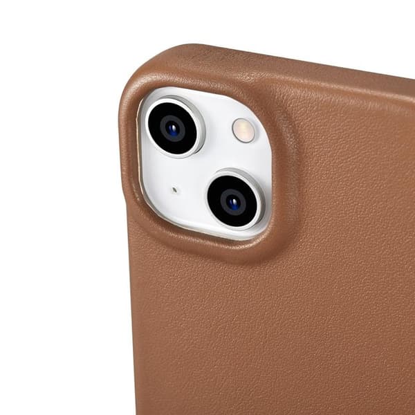 iCarer iPhone 14 Plånboksfodral Magsafe CE Läder - Brun