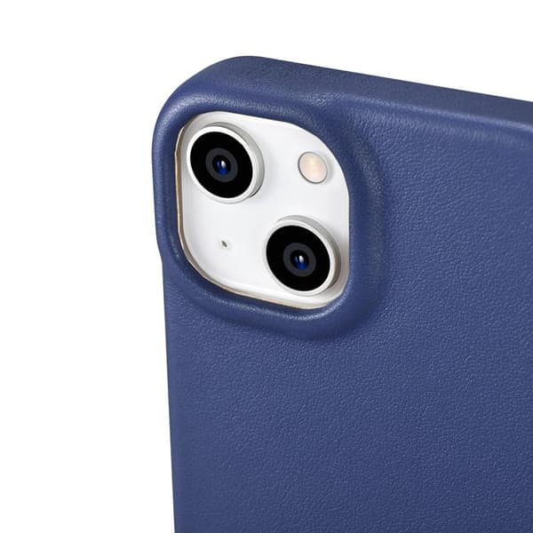 iCarer iPhone 14 Plus Plånboksfodral Magsafe CE Läder - Blå