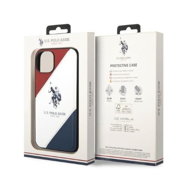 US Polo iPhone 14 Plus Skal Tricolor Embossed - Vit