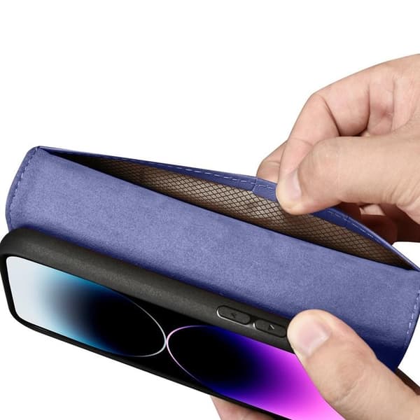 iCarer iPhone 14 Pro Max Plånboksfodral 2in1 Anti-RFID Äkta Läder - Ljuslila