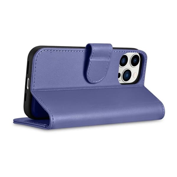 iCarer iPhone 14 Pro Max Plånboksfodral 2in1 Anti-RFID Äkta Läder - Ljuslila