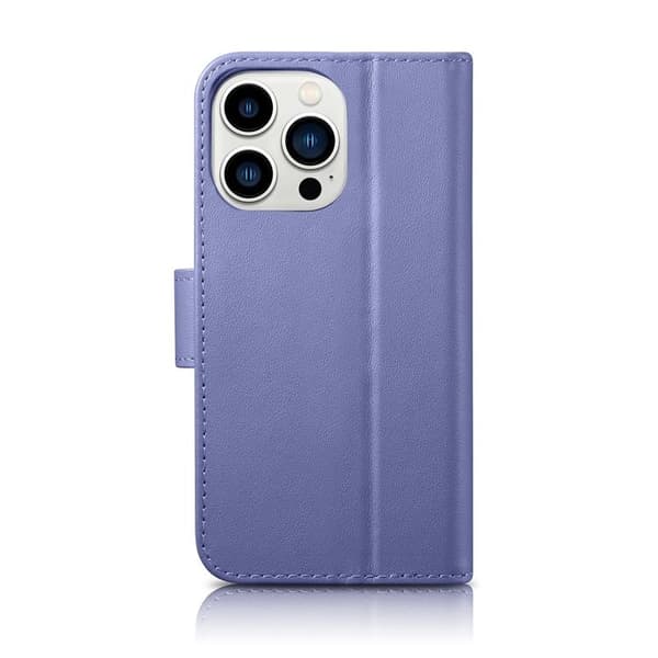 iCarer iPhone 14 Pro Max Plånboksfodral 2in1 Anti-RFID Äkta Läder - Ljuslila