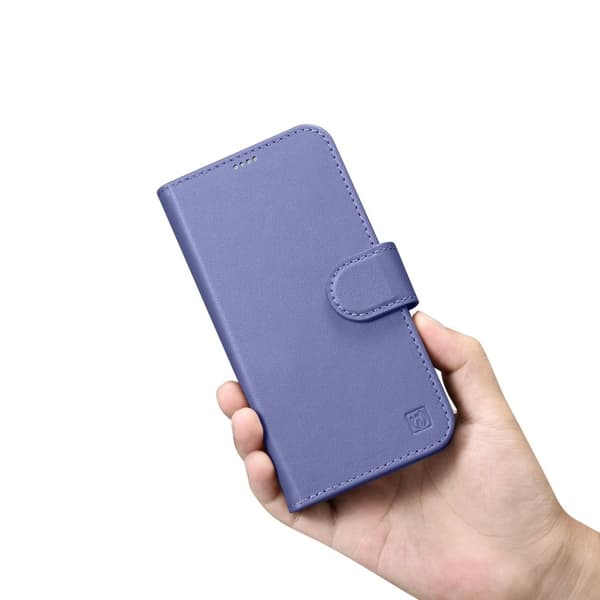 iCarer iPhone 14 Plånboksfodral 2in1 Äkta Läder - Ljuslila