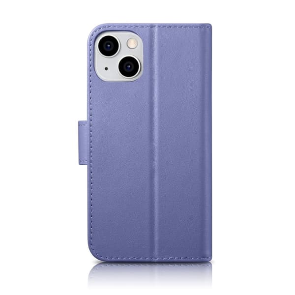 iCarer iPhone 14 Plånboksfodral 2in1 Äkta Läder - Ljuslila