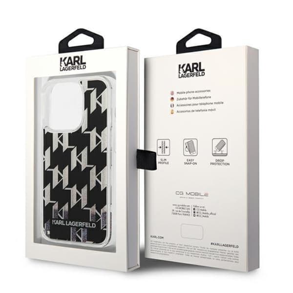 Karl Lagerfeld iPhone 14 Pro Max Skal Liquid Glitter Monogram - Svart
