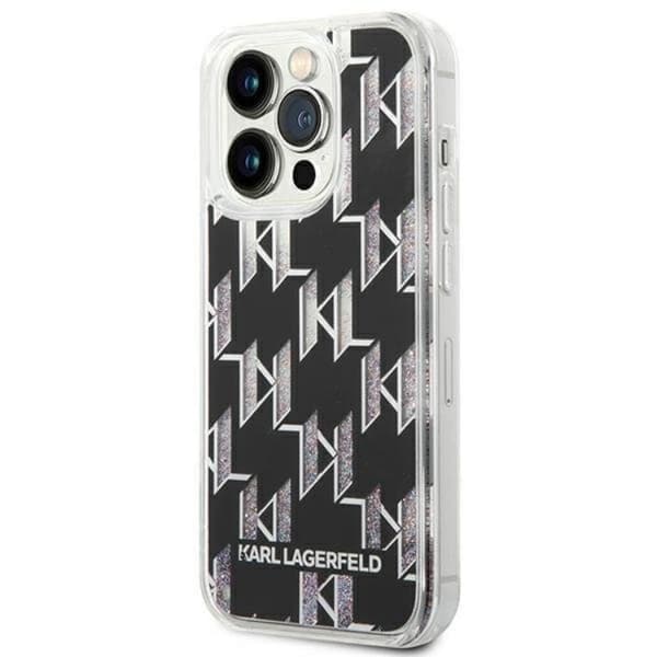 Karl Lagerfeld iPhone 14 Pro Max Skal Liquid Glitter Monogram - Svart