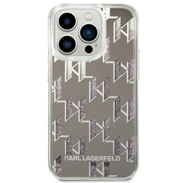 Karl Lagerfeld iPhone 14 Pro Max Skal Liquid Glitter Monogram - Silver
