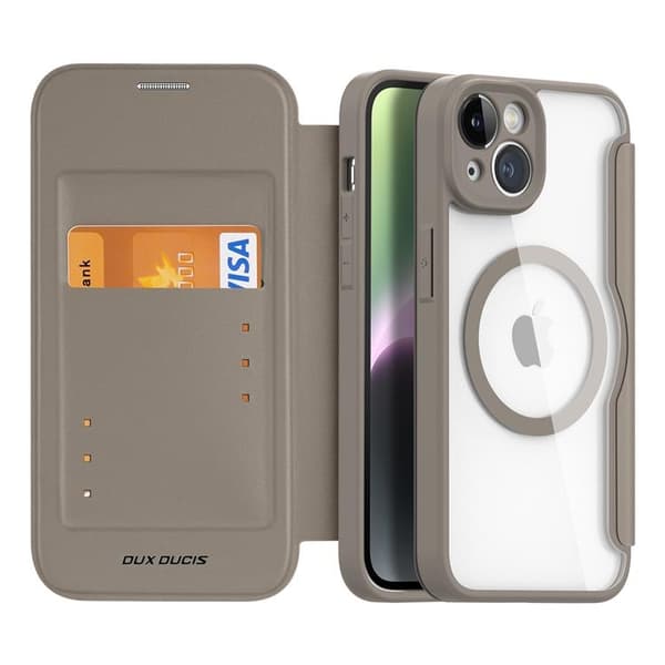 Dux Ducis iPhone 14 Plus Plånboksfodral Magsafe Skin X Pro - Beige