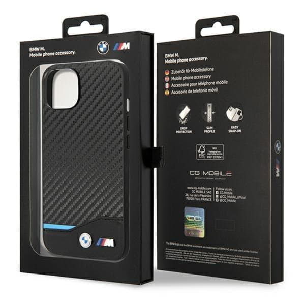 BMW iPhone 14 Plus Skal Läder Carbon - Svart