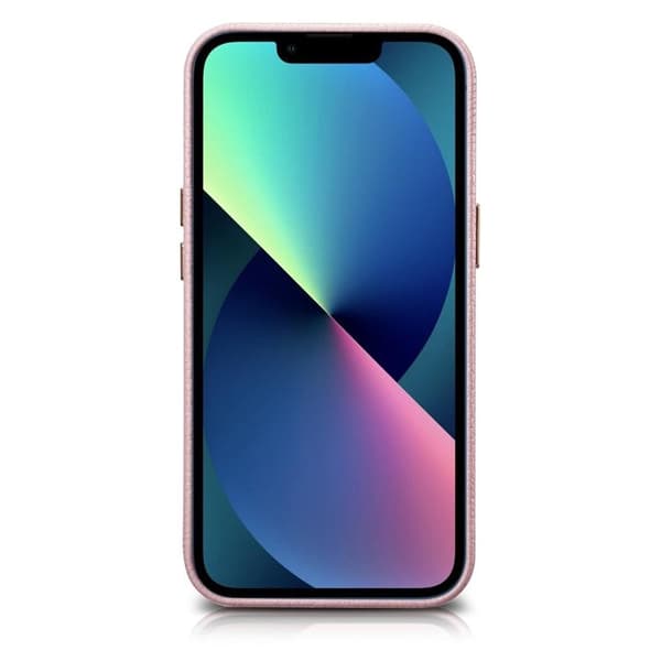 iCarer iPhone 14 Skal Magsafe Äkta Läder Litchi Premium - Rosa