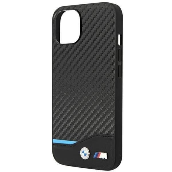 BMW iPhone 14 Skal Läder Carbon - Svart