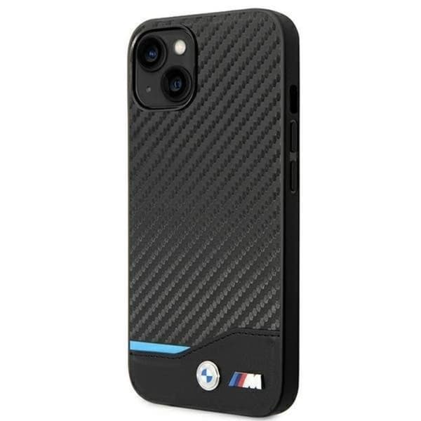 BMW iPhone 14 Skal Läder Carbon - Svart