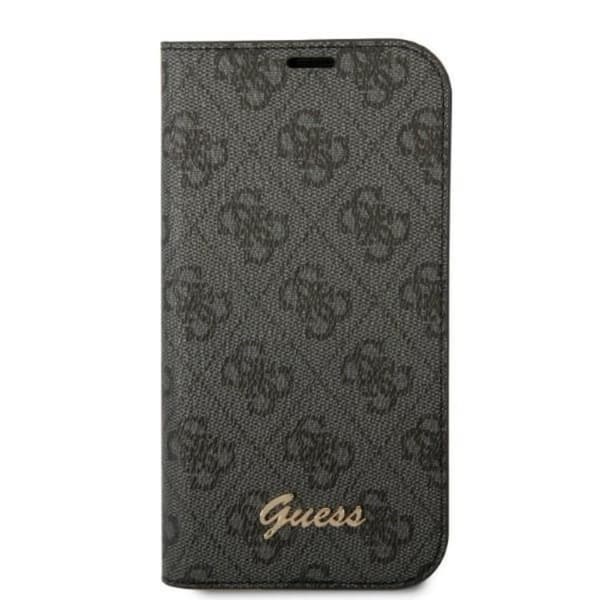 GUESS iPhone 14 Pro Plånboksfodral Vintage Gold Logo - Svart