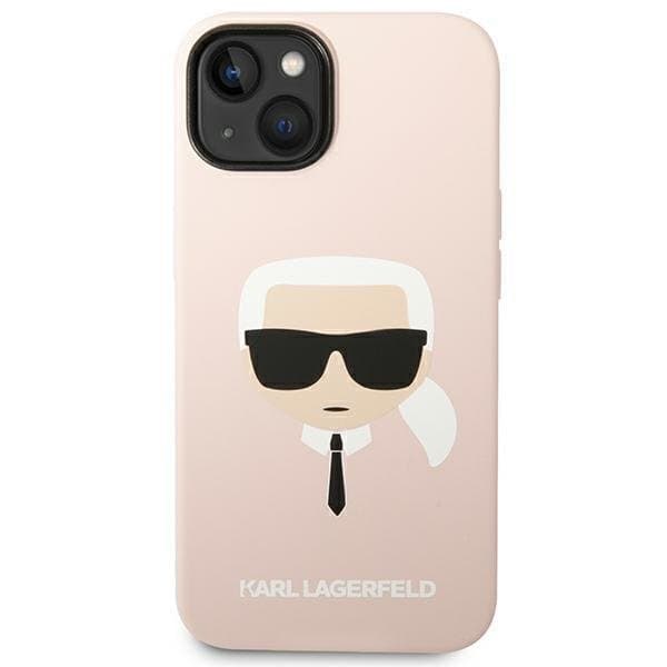 Karl Lagerfeld iPhone 14 Skal Magsafe Silicone Karl`s Head - Rosa