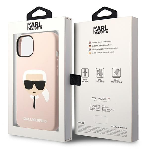 Karl Lagerfeld iPhone 14 Skal Magsafe Silicone Karl`s Head - Rosa