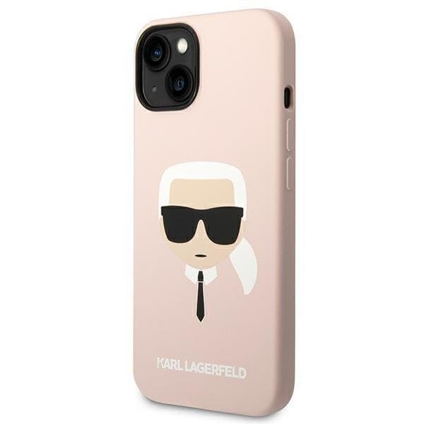 Karl Lagerfeld iPhone 14 Skal Magsafe Silicone Karl`s Head - Rosa