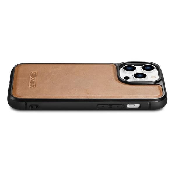 iCarer iPhone 14 Pro Skal Magsafe Äkta Läder - Ljusbrun
