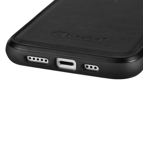 iCarer iPhone 14 Pro Max Skal Magsafe Äkta Läder - Svart