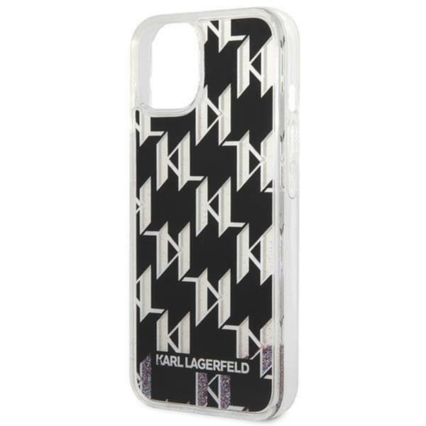 Karl Lagerfeld iPhone 14 Skal Liquid Glitter Monogram - Svart