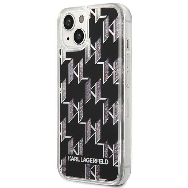 Karl Lagerfeld iPhone 14 Skal Liquid Glitter Monogram - Svart