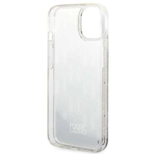 Karl Lagerfeld iPhone 14 Skal Liquid Glitter Monogram - Silver