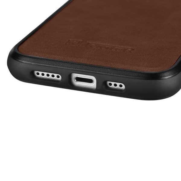 iCarer iPhone 14 Plus Skal Magsafe Aktä Läder - Brun