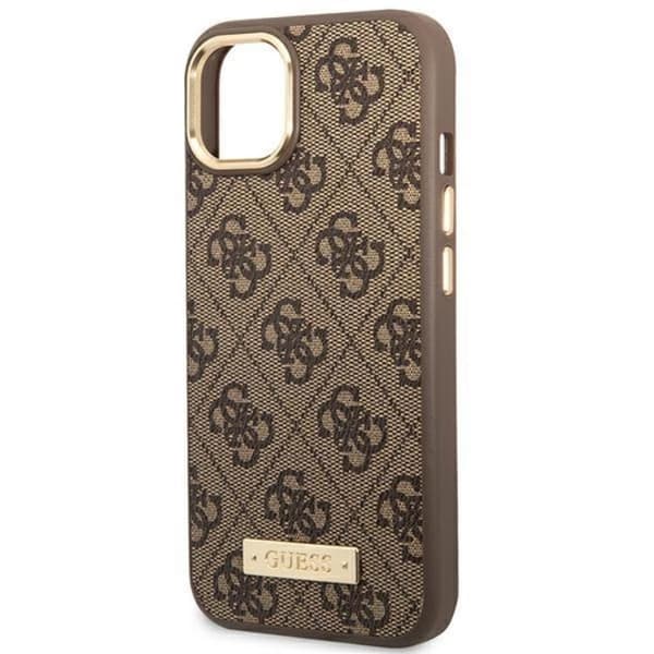 GUESS iPhone 14 Plus Mobilskal MagSafe Logo Plate - Brun