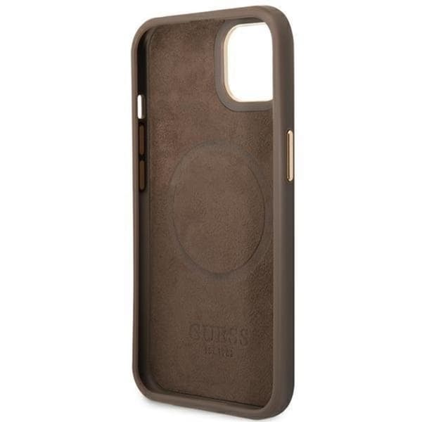 GUESS iPhone 14 Plus Mobilskal MagSafe Logo Plate - Brun