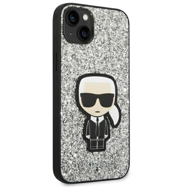 Karl Lagerfeld iPhone 14 Skal Glitter Flakes Ikonik - Silver