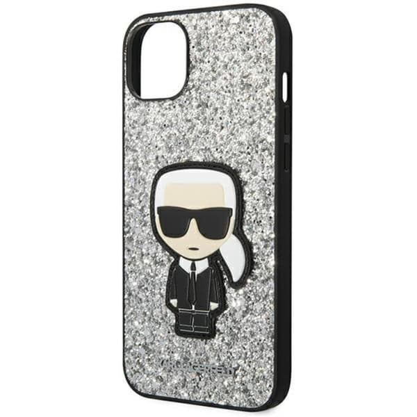Karl Lagerfeld iPhone 14 Skal Glitter Flakes Ikonik - Silver