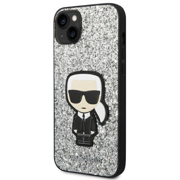 Karl Lagerfeld iPhone 14 Skal Glitter Flakes Ikonik - Silver