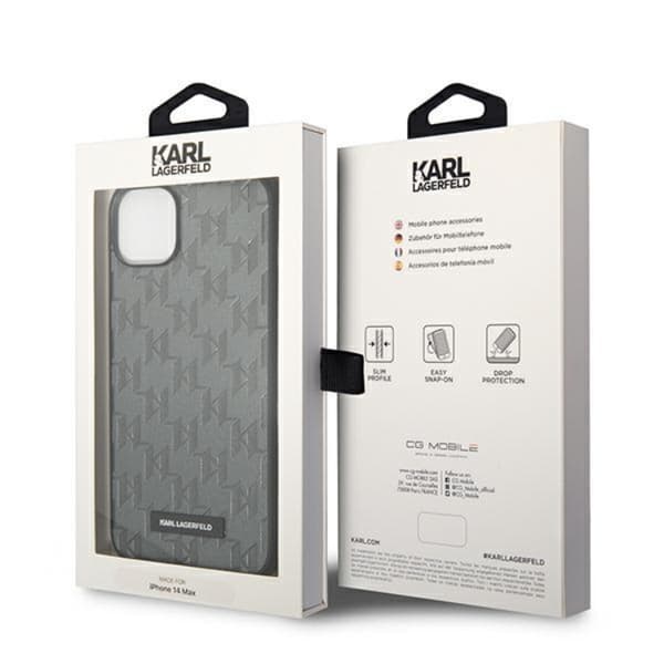 Karl Lagerfeld iPhone 14 Plus Skal Saffiano Mono Metal Logo - Grå