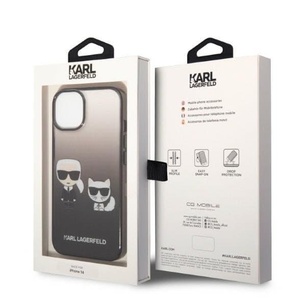 Karl Lagerfeld iPhone 14 Plus Skal Gradient Ikonik Karl & Choupette - Svart