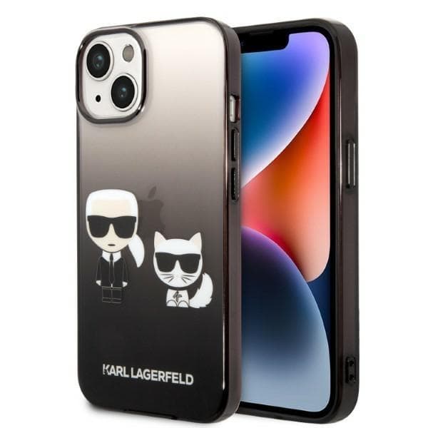 Karl Lagerfeld iPhone 14 Plus Skal Gradient Ikonik Karl & Choupette - Svart